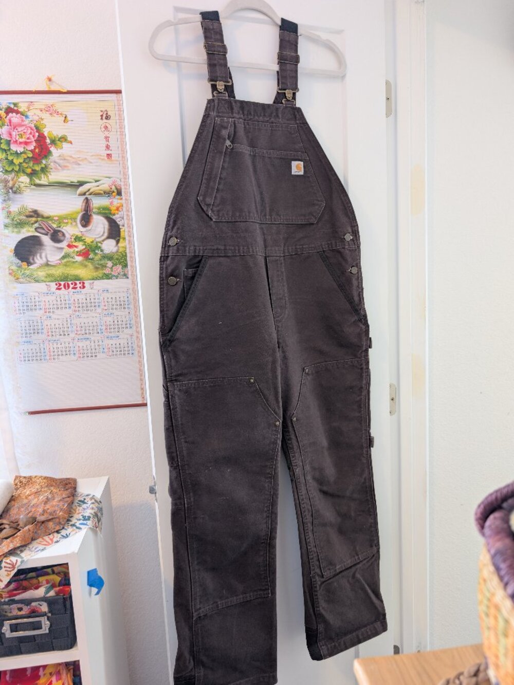 Women's Carhartt Bib Overalls - Brown Size M (8/10) Short